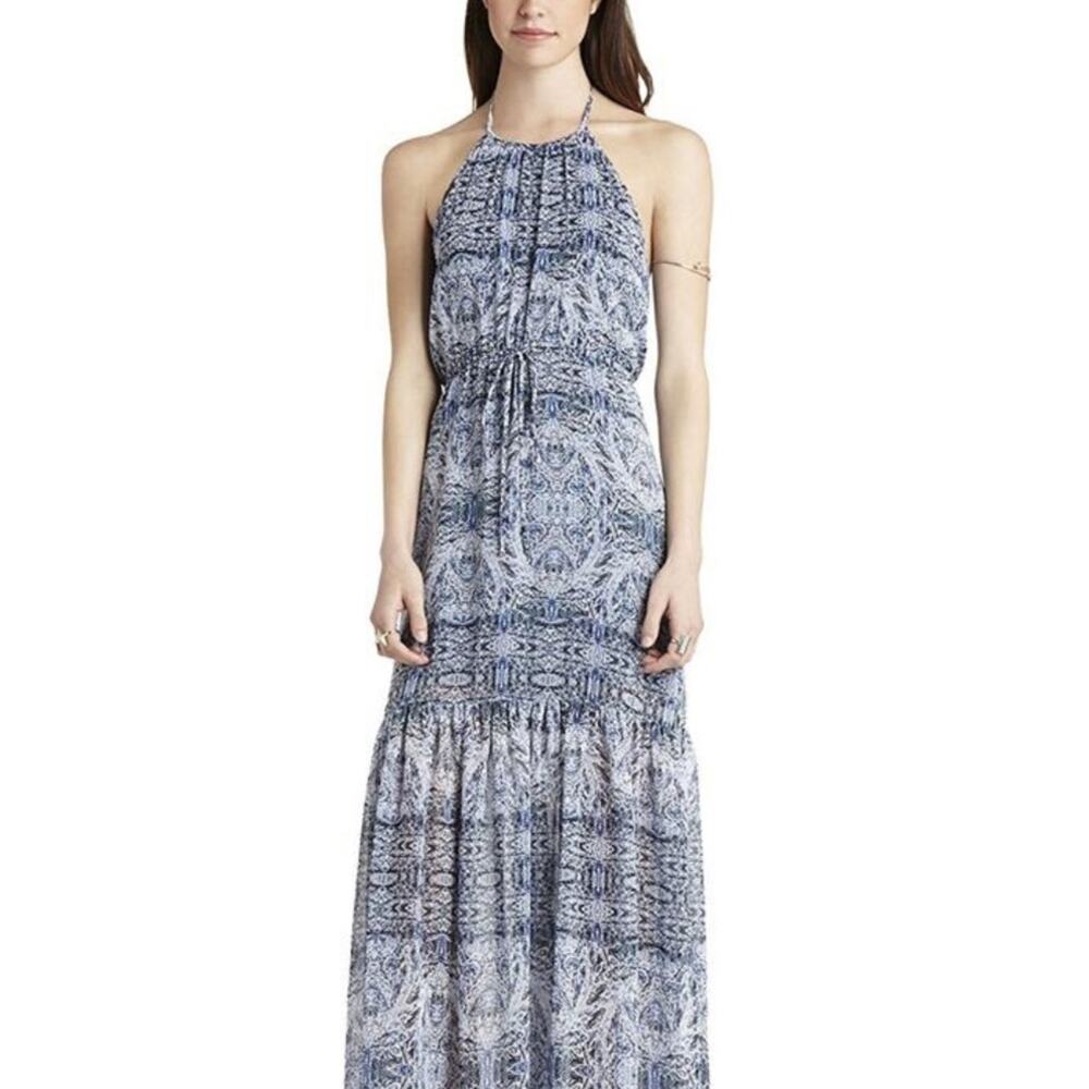 BCBGeneration Women's Blue Boho Paisley Halter Maxi Dress
